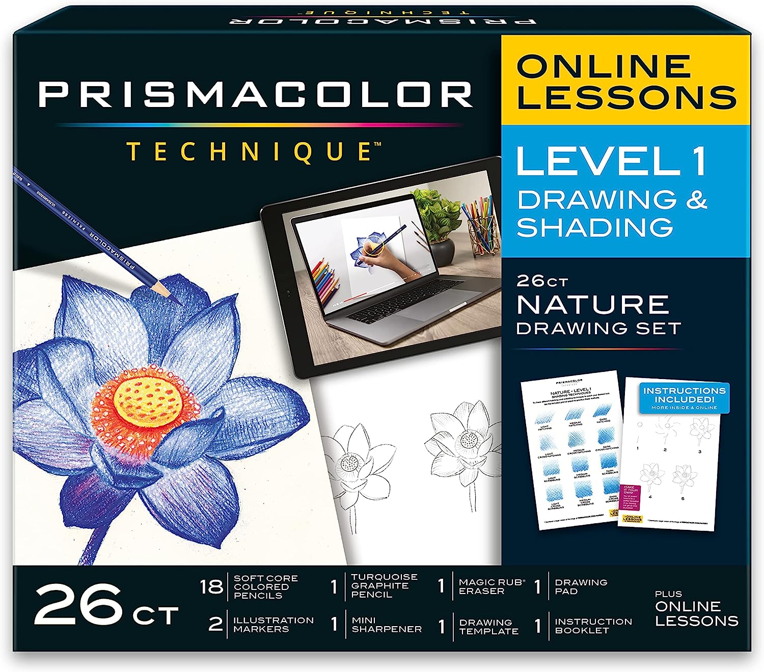 230527223321951_1 Prismacolor Technique, Art Supplies and Digital Art Lessons, Nature Drawing Set, Level 3, Learn to Draw with Colored Pencils, and More, Includes Artist Roll Case, Waterfall Landscape Drawing, 28 Count - Image 1